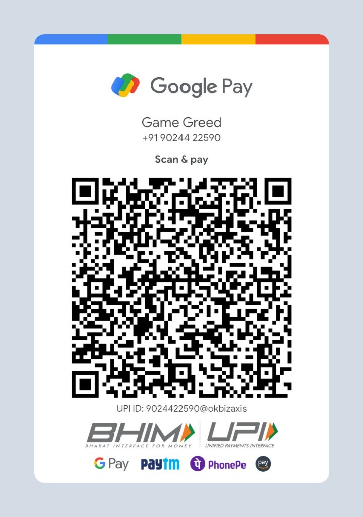 Game Greed UPI QR Code
